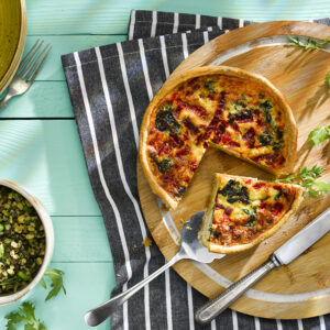 Goats Cheese, Red Pepper & Spinach Quiche